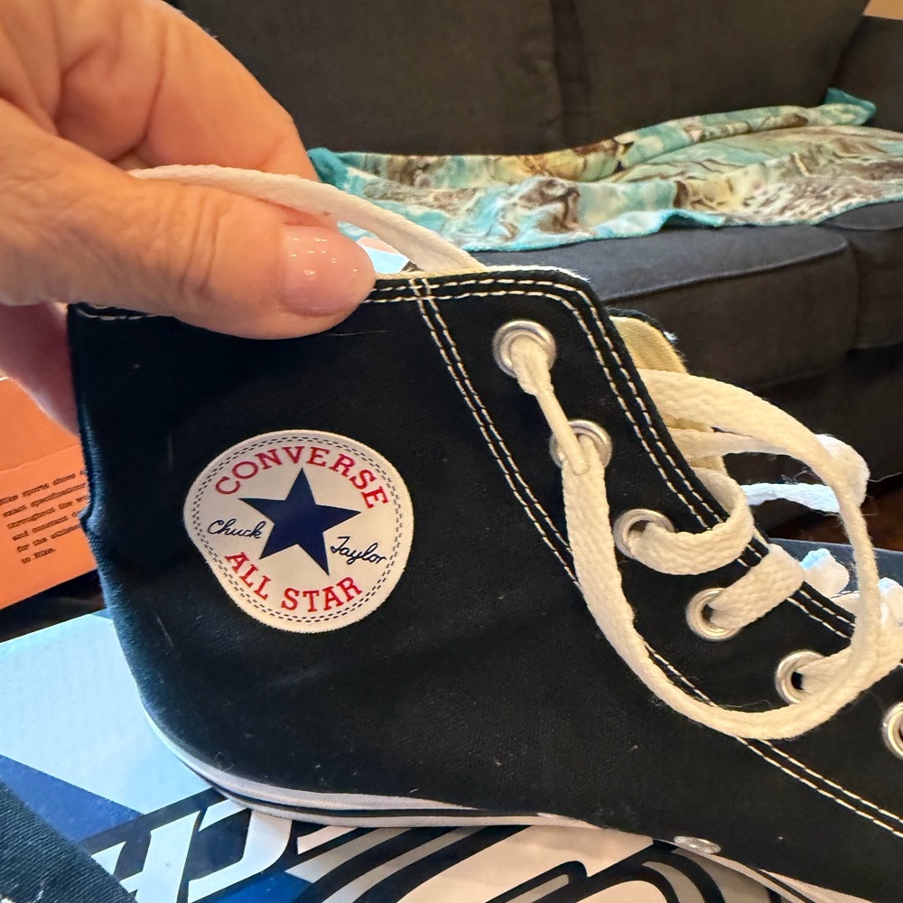 Converse Black High-Tops with White Accents - Picture 2 of 6